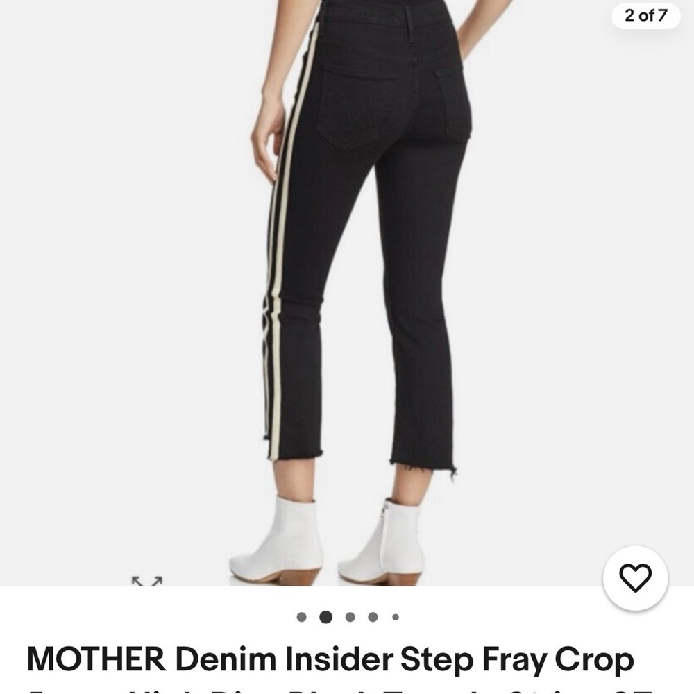 MOTHER Black Denim Step Fray Crop Jeans